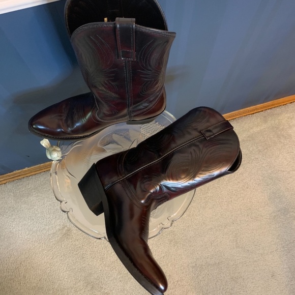 Men’s Chocolate Brown Leather Cowboy Boots Size 10D - Picture 4 of 10